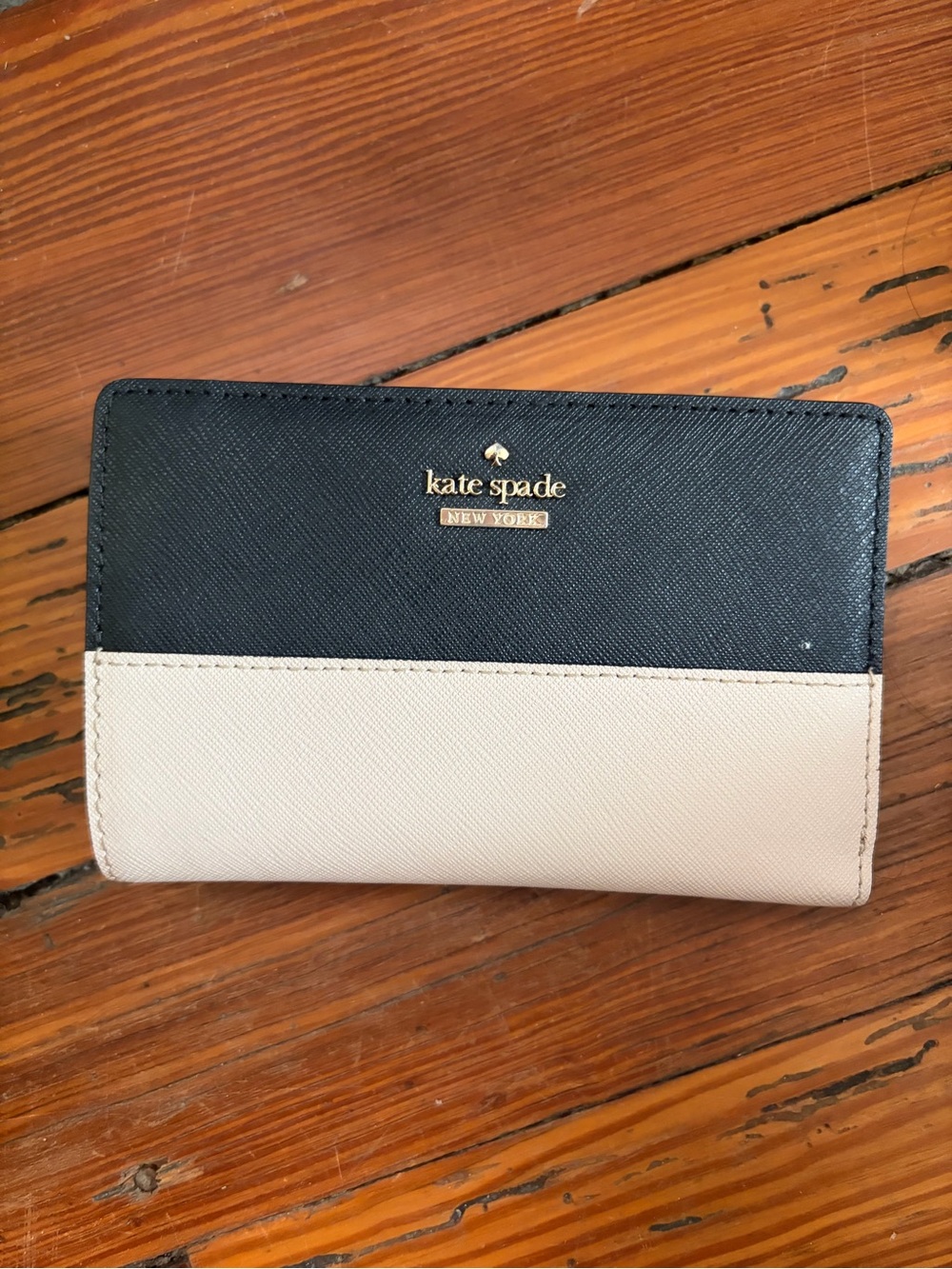 kate spade Two-Tone Black and Cream Saffiano Bifold Wallet